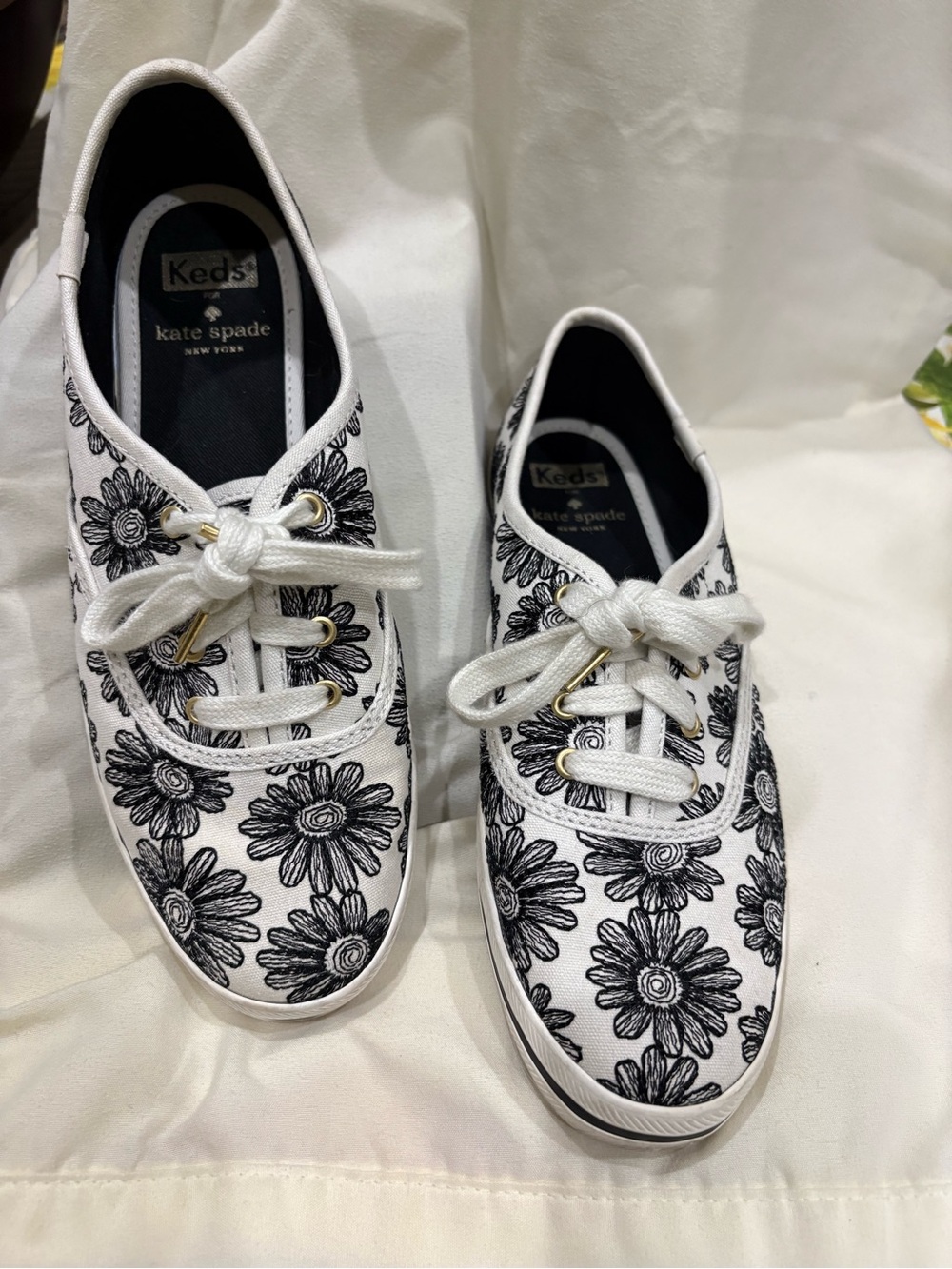 kate spade White Canvas Floral Keds Sneakers